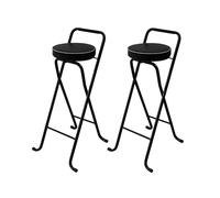 Portable Padded Folding Stool with Backrest & Footrest - Round Bar Stool for Adults High Chair for Kitchen Island Outdoor Shop & Café (Color D Set of 2)