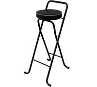 Portable Padded Folding Stool with Backrest & FootrestRound Bar Stool for Adults Ideal for Kitchen Island Outdoor Areas Café ShopSet of 1 Color D