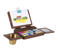 Portable Paint Box, Wooden Watercolor Palette In Walnut With 24 Wells, Foldable Design With Brush Slot & Wash Cup For Easy Use, Ideal For Artists On The Go