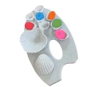 Portable Paint Mixing Tray Shell Palette with Handheld Grip, Large Mixing Area and Small Wells for Art Practice Artist Tray Shell Paint Board Handheld Palette Watercolor Gouache Acrylic Color Art Hole