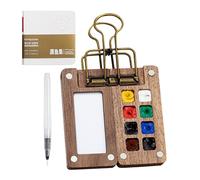 Portable Palette, 8/15 Grids Wooden Travel Paint Palette, Pocket Artist Watercolour, Portable Clip Watercolor Palette With Pigment For Painters And Artists
