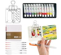 Portable Palette | Mini Travel Paint Set with 8 Grids Acrylic Palette Box | Pocket Artist Watercolour Palette | Sketchbook Palette with Metal Clip | Compact Watercolor Pen Tray for Artists