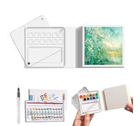 Portable Palette - Pocket Artist Travel Set with 12 Grid Watercolour Palette & Mini Wood Box
