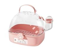 Portable Parrot Cage Mini Birdcage Portable Handheld Cage for Outdoor Use Breathable Lightweight Small Birds Parrots(Pink)