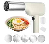 Portable Pasta Machine, Electric Handheld Cordless Rechargeable Pasta Machine with 5 Press Moulds for Homemade Pasta/Spaghetti Macaroni for Travel, Picnic, Family