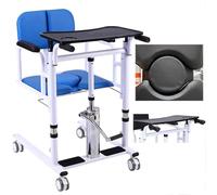 Portable Patient Lift Chair - 180° Split Seat & Toilet Transfer Wheelchair | Adjustable Home Mobility Aid for Self-Service Transport (Orange)