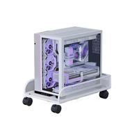 Portable PC Under Desk Stand with Wheels, 360° Rotating Printer Holder, Small Storage Cart for PCs in Cyber Cafes (22x45x10cm, White)