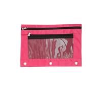 Portable Pencil Case 3 Rings Binders Pencil Box Double Zippers File Bag School Office Supplies for Students Storage