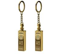 Portable Permanent Petrol Lighter Match Oil Lighter,Permanent Flint Keychain,Gold Bar Keychain Lighters,Multi-Functional Keychains Pendant,Cool Lighters - Fluid Not Included (2PCS)