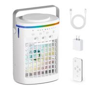 Portable personal air conditioner, 4 in 1 humidifier, 1000 ml water tank, 3 wind speeds and 3 modes of cooling fan, 2-8 hours timer, remote control, night light, home, office evaporative air cooler