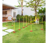 Portable Pet Agility Training Obstacle Set for Jumping Pole,Ring PawHut Yellow One Size