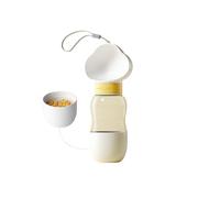 Portable pet drinking cup dog water bottle travel water bottle funnel feeder(White - 350ml+200ml)