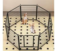 Portable Pet Enclosure Foldable Design, Metal Playpen for Dogs/Cats Indoors - With Outdoor Stakes & Scratch Guards, Easy Setup Small Animal Pen(80 * 100cm)