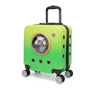 Portable Pet Luggage, Pet Carrier on Wheels Pet Trolley Case, Large Capacity Breathable Cat Bag with Universal Wheels and Combination Lock(Green)