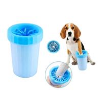 Portable Pet Paw Cleaner Cup, Blue Plastic Dog Cat Foot Washer with Soft Silicone Bristles, Quick Clean Brush Tool for Muddy Paws