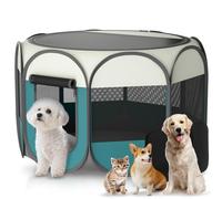 Portable Pet Playpen for Cat Dog - Foldable Medium Pet Play Pen with Removable Zipper Top for Cat Small Dog Enclosed - Pop Up Puppy Kitten Kennel with Carrying Case for Indoor Outdoor Travel Camping