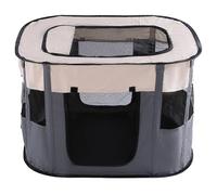 Portable Pet Playpen For Small Pets, Foldable Cat Whelping Tent With Mesh, Top Entry, 600D Oxford Fabric, 31.5 X 23.6 X 21.7 In, Gray