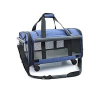 Portable Pet Stroller for Medium Dogs Cats,2 In 1 Travel Bag with Removable Wheels Mesh Windows Large Handbag Tote Bag Stroller Can Accommodate Two Pets Weighless 15kg At The Same Time (blue)