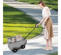Portable Pet Stroller for Small Animals, Foldable Mini Design, Carbon Steel e, 300D Ox Fabric, Cact Size 51 x 35 x 31 cm, Grey Color