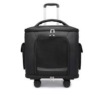 Portable Pet Stroller Travel Case - Multi Directional Breathable Mesh Cover+detachable Rollers, Double-sided Thick Cushion, Multifunctional Outdoor Car Pet Bag black