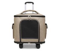 Portable Pet Stroller Travel Case - Multi Directional Breathable Mesh Cover+detachable Rollers, Double-sided Thick Cushion, Multifunctional Outdoor Car Pet Bag brown