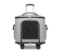 Portable Pet Stroller Travel Case - Multi Directional Breathable Mesh Cover+detachable Rollers, Double-sided Thick Cushion, Multifunctional Outdoor Car Pet Bag gray
