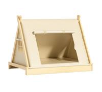 Portable Pet Tent, Solid Wood Frame & Mat, Indoor Hideaway for Small Dogs & Cats, Stylish Ventilated Teepee Cat Dog House, Cozy Shelter