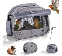 Portable Pet Travel Carrier for Parrot Hamsters rabbits Small Animals | Bird Travel Carrier with Side Window Handle and Adjustable shoulder straps for travel hiking Camping, Breathable Collapsible