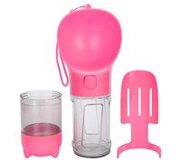 Portable Pet Water Cup 300ml Dog Water Bottle with Leak - Proof Button Switch, Ergonomic Arc Design for Cats and Dogs, Includes Shovel & Garbage Bag for Travel (Pink)