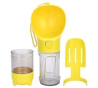 Portable Pet Water Cup 300ml Dog Water Bottle with Leak - Proof Button Switch, Ergonomic Arc Design for Cats and Dogs, Includes Shovel & Garbage Bag for Travel (Yellow)