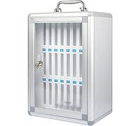 Portable Phone 24-Slot Storage Box for Office Conference & Restaurant Use Stylish Silver Design Perfect for Personal & Group Needs