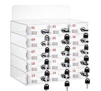 Portable Phone Storage with 15 Slots Lock & Key Grid Design Multi Compartment Lockable Box for Mobile Devices Ideal for Home & Office Use