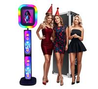 Portable Photo Booth Compatible with iPad Shell Stand Selfie Station Photobooth Machine with Adjustable RGB Light for Events Rental Wedding,Customized Logo (Black, Photo Booth Machine)