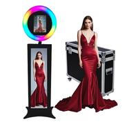 Portable Photo Booth Compatible with IPad,with RGB Ring Light & App Control for Live Stream/Makeup/YouTube Video/TikTok and Any Events (Black E(LCD), Photo Booth Machine)