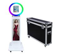 Portable Photo Booth Compatible with IPad,with RGB Ring Light & App Control for Live Stream/Makeup/YouTube Video/TikTok and Any Events (White D(LCD), Photo Booth Machine)