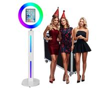 Portable Photo Booth Compatible with IPad,with RGB Ring Light & App Control for Live Stream/Makeup/YouTube Video/TikTok and Any Events (White A, Photo Booth Machine)