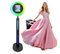 Portable Photo Booth Compatible with IPad,with RGB Ring Light & App Control for Live Stream/Makeup/YouTube Video/TikTok and Any Events (Black A, Photo Booth Machine)