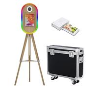 Portable Photo Booth Machine Compatible with IPad and Camera,RGB Music Sync,RGB Light, Selfie Photo Booth with Flight Case (Machine+Mini Printer)