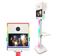Portable Photo Booth Machine with 15.6 Inch Touch Screen/Ring Light/Flight Case,Event Selfie Station for Parties & Events - DSLR Camera Video Booth,with RGB light box