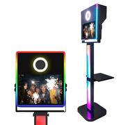 Portable Photo Booth Machine with 15.6 Inch Touch Screen/Ring Light/Flight Case,Event Selfie Station for Parties & Events - DSLR Camera Video Booth,with RGB light box