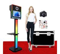 Portable Photo Booth Machine with 15.6in Touch Screen with Camera, Selfie Magic Mirror DSLR Photobooth, Foto box, with RGB Light for Parties and Weddings (Black,with Camera)
