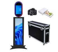 Portable Photo Booth with 13.3" Touch Screen, 37" LCD Selfie Photo Booth for Wedding/Party/Corporate Events, DSLR Photobooth Machine with Flight Case (Black, Photo Booth + Printer + Camera)