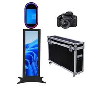 Portable Photo Booth with 13.3" Touch Screen, 37" LCD Selfie Photo Booth for Wedding/Party/Corporate Events, DSLR Photobooth Machine with Flight Case (Black, Photo Booth + Camera)