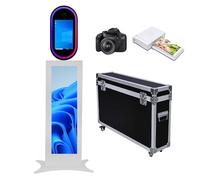Portable Photo Booth with 13.3" Touch Screen, 37" LCD Selfie Photo Booth for Wedding/Party/Corporate Events, DSLR Photobooth Machine with Flight Case (White, Photo Booth + Printer + Camera)