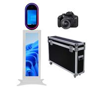 Portable Photo Booth with 13.3" Touch Screen, 37" LCD Selfie Photo Booth for Wedding/Party/Corporate Events, DSLR Photobooth Machine with Flight Case (White, Photo Booth + Camera)