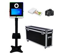 Portable Photo Booth with 15.6 Inch Touch Screen, Selfie DSLR Photo Booth Machine with Flight Case for Wedding Party Wedding Rental (Black, Photo Booth + Printer + Camera)
