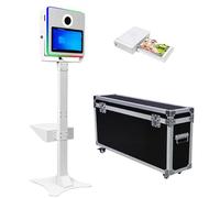 Portable Photo Booth with 15.6 Inch Touch Screen, Selfie DSLR Photo Booth Machine with Flight Case for Wedding Party Wedding Rental (White, Photo Booth + Printer)