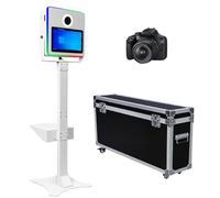 Portable Photo Booth with 15.6 Inch Touch Screen, Selfie DSLR Photo Booth Machine with Flight Case for Wedding Party Wedding Rental (White, Photo Booth + Camera)
