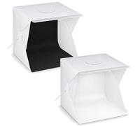 Portable Photo Light Box 25cm - Folding LED Photography Studio Tent with 20 Bright LEDs, USB Power, Black & White Backdrops and Top Shooting Hole for Product Photos