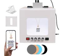 Portable Photo Studio Light Box, Dimmable Jewelry Photography Softbox, 360° Electric Rotating, Adjustable Speed Turntable for Small Items Photography and Video